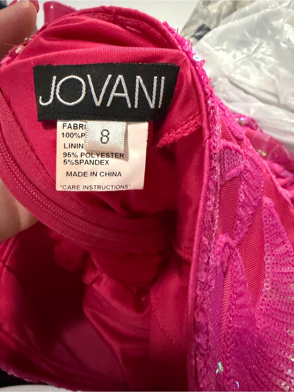 Jovani Hot Pink Sequin Maxi Dress - Picture 2 of 12